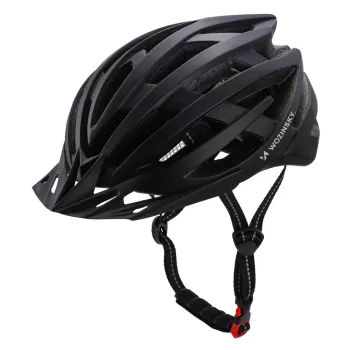 Wozinsky MTB dviračio šalmas su nuimamu skydeliu ir galiniu USB žibintu 54-57 cm - juodas