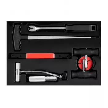 NEO TOOLS TOP-11-819 7 dalių priekinio stiklo išėmimo rinkinys su 22 m kvadratine viela, vielos rankenomis, tiektuvu, yla, apdailos įrankiu, vielos griebtuvu, pūstos formos dėklu