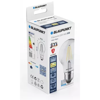 Blaupunkt LED filamentinė lemputė E27 A60 8W, 1055 lm, 2700 K (BLAUPUNKT-F-E27-8-WW)