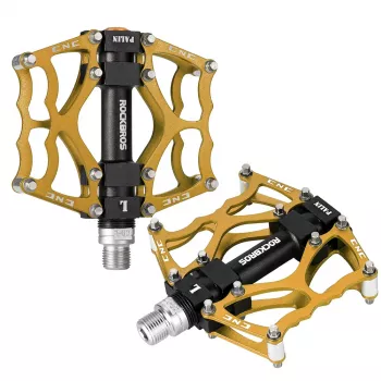 Rockbros JT201012LG 2010-12L aliuminio platformos pedalai - auksiniai