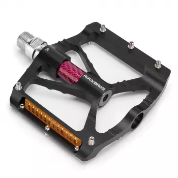 ROCKBROS K307PT aliuminio platforminiai pedalai su atšvaitais - juodi
