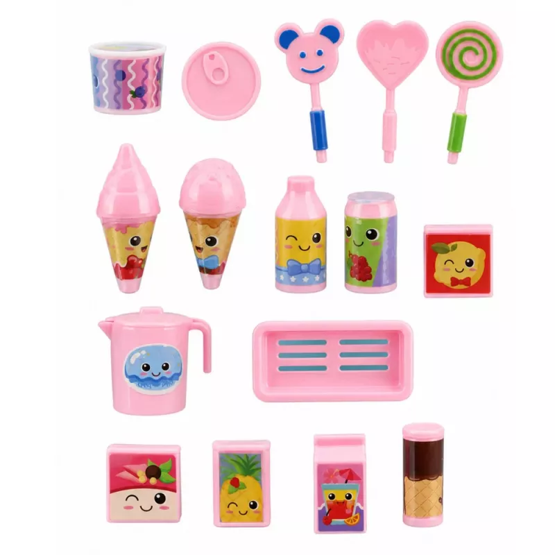 LEAN TOYS ledų mašinėlės lėlių žaidimo rinkinys, sulankstomas, rožinis, 33 dalys