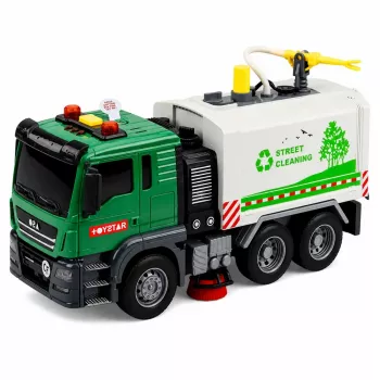 LEAN TOYS gatvių šlavimo sunkvežimis su vandens funkcija, šviesomis ir garsais 1:14