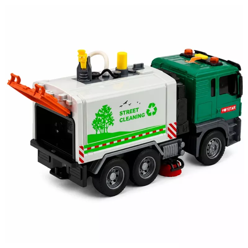 LEAN TOYS gatvių šlavimo sunkvežimis su vandens funkcija, šviesomis ir garsais 1:14