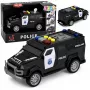 LEAN TOYS policijos automobilis Speciali transporto priemonė 1:32 mastelis juodas su šviesomis ir garsais