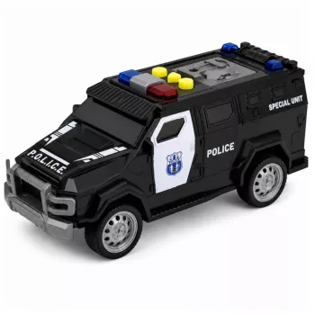 LEAN TOYS policijos automobilis Speciali transporto priemonė 1:32 mastelis juodas su šviesomis ir garsais
