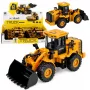 LEAN TOYS statybinis ekskavatorius su judamu kaušu, šviesomis ir garsais, geltonas 1:43