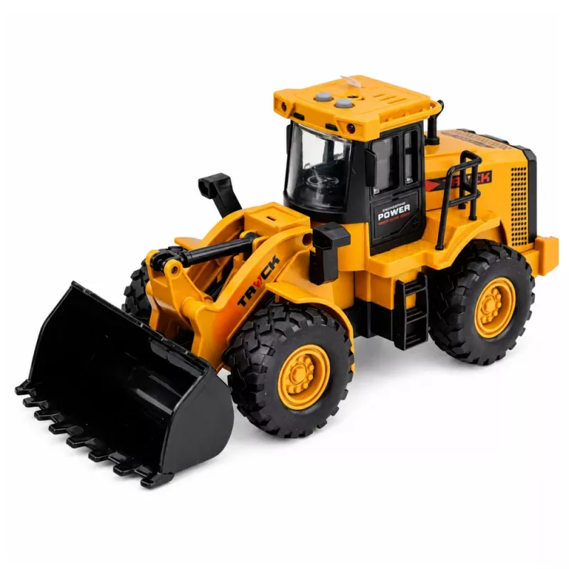 LEAN TOYS statybinis ekskavatorius su judamu kaušu, šviesomis ir garsais, geltonas 1:43
