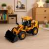 LEAN TOYS statybinis ekskavatorius su judamu kaušu, šviesomis ir garsais, geltonas 1:43