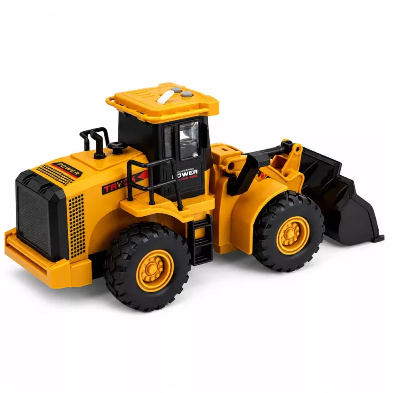 LEAN TOYS statybinis ekskavatorius su judamu kaušu, šviesomis ir garsais, geltonas 1:43