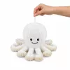LEAN TOYS Pliušinis aštuonkojis su elastingais čiuptuvais, baltas, 30 cm