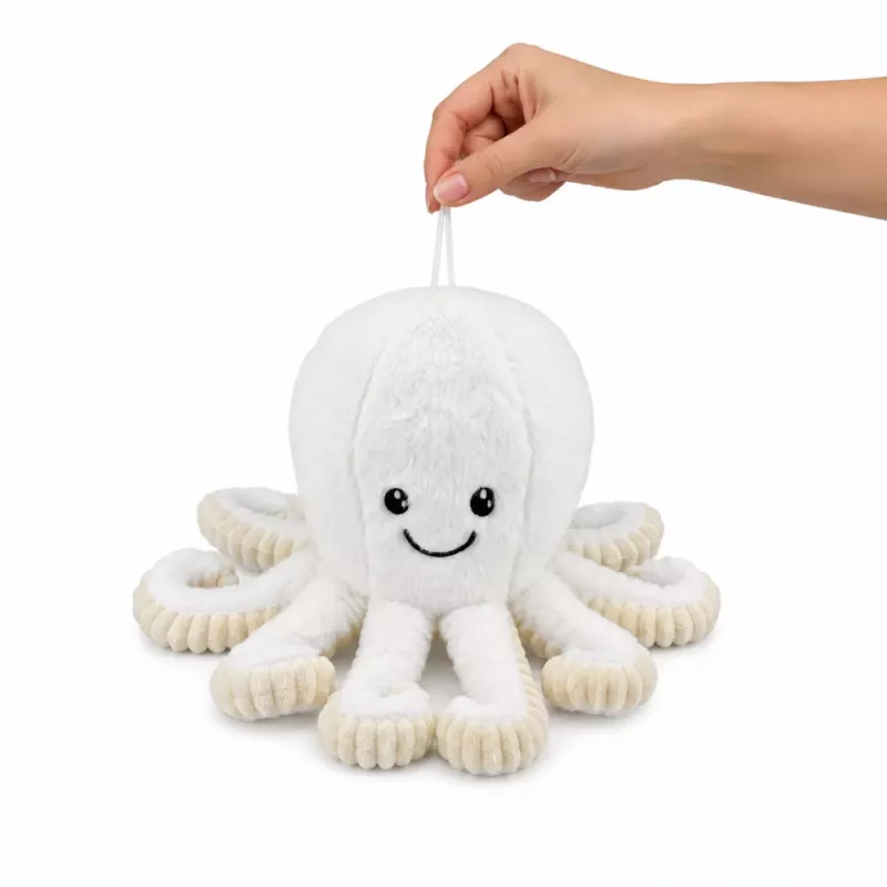 LEAN TOYS Pliušinis aštuonkojis su elastingais čiuptuvais, baltas, 30 cm