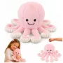 LEAN TOYS Pliušinis aštuonkojis su elastingais čiuptuvais, rožinis, 50 cm