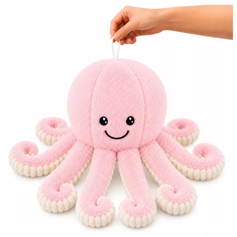 LEAN TOYS Pliušinis aštuonkojis su elastingais čiuptuvais, rožinis, 50 cm