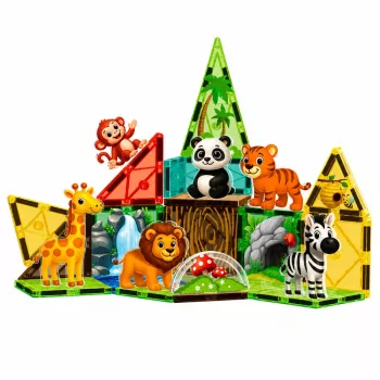 LEAN TOYS magnetiniai konstrukciniai blokeliai Laukiniai gyvūnai Džiunglių ZOO 27 vnt.