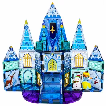 LEAN TOYS Magnetiniai konstrukciniai blokeliai Ledinės princesės pilis mėlyna 47 vnt.