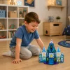LEAN TOYS Magnetiniai konstrukciniai blokeliai Ledinės princesės pilis mėlyna 47 vnt.