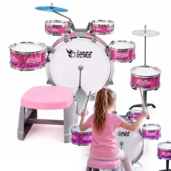 SUPRIMO K-DRUMS 3 Pink vaikų būgnų komplektas su taburete ir lazdelėmis