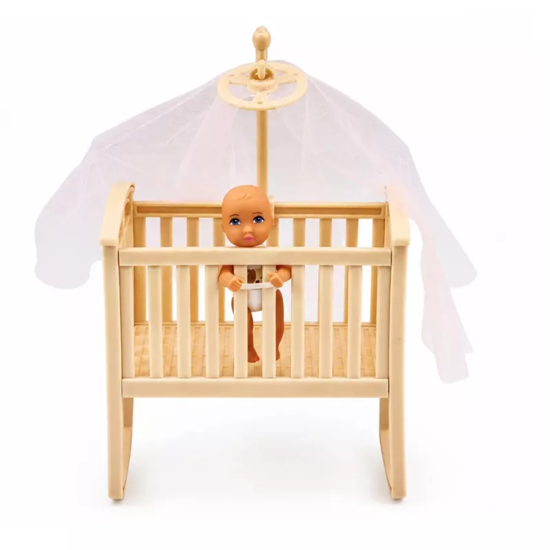 LEAN TOYS Anlily Mama ir Dvynukai kūdikiai lėlių rinkinys su aksesuarais
