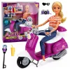 LEAN TOYS Anlily Traveler lėlė su paspirtuku, akiniais, telefono laikikliu ir aksesuarais
