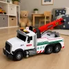 LEAN TOYS statybinis sunkvežimis su reguliuojamu kranu, šviesomis ir garsais, baltas 1:14