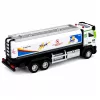 LEAN TOYS Metal Tank Truck su trinties pavara, šviesomis ir garsais, mėlynas ir baltas, 1:40 mastelis
