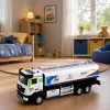 LEAN TOYS Metal Tank Truck su trinties pavara, šviesomis ir garsais, mėlynas ir baltas, 1:40 mastelis