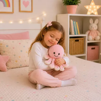 LEAN TOYS minkštas aštuonkojis su tampriais čiuptuvais, švelnus rožinis apkabinimo žaislas, 30 cm