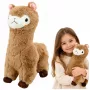 LEAN TOYS Alpakos ir lamos pliušinis žaislas, minkštas kailis, smėlio spalvos, 38 cm