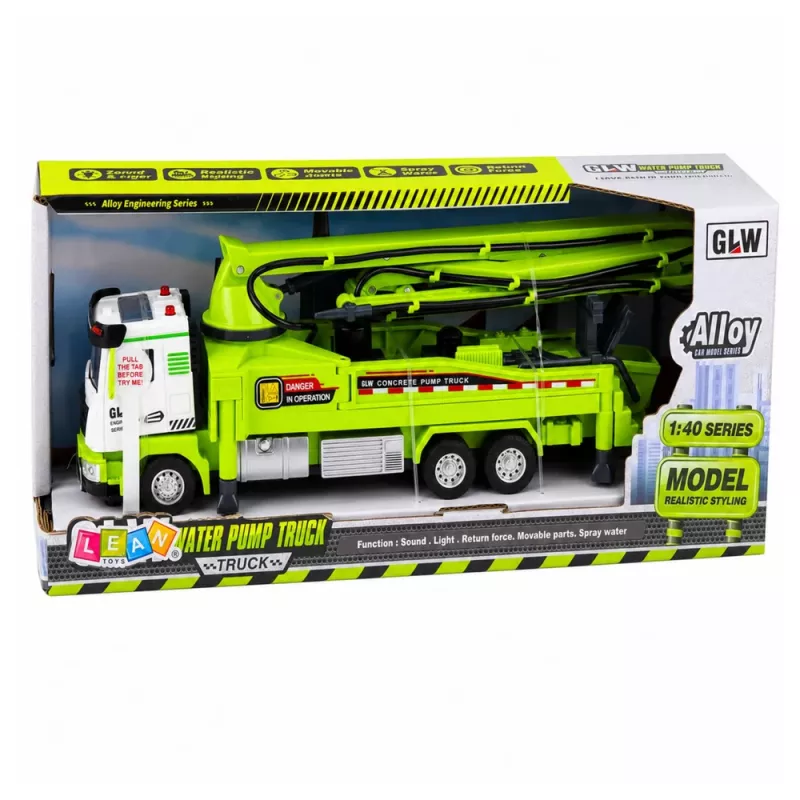 LEAN TOYS Betono siurblio sunkvežimis su šviesomis, garsais, vandeniu, nuotolinio valdymo 1:40