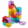 LEAN TOYS Magnetiniai konstrukciniai blokeliai kubeliai su kamuoliuko trasa spalvoti 28 vnt.