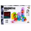 LEAN TOYS Magnetiniai konstrukciniai blokeliai kubeliai su kamuoliuko trasa spalvoti 28 vnt.