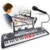 MQ 6119L 61 klavišų nešiojama elektrinė klaviatūra su LED ekranu, 128 garsais, 128 ritmais, įrašymo ir pamokų funkcijomis, juoda