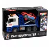 LEAN TOYS Lora vilkikas su automobiliu, važiavimo šviesomis ir garsais, mėlynas