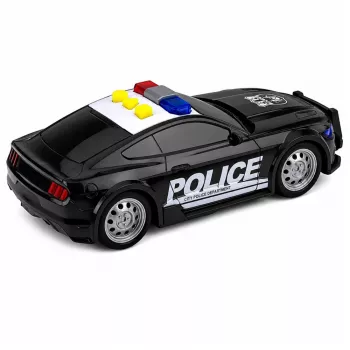 LEAN TOYS policijos automobilis su šviesomis ir garsais, juodas, 1:32 mastelis