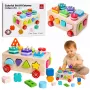 LEAN TOYS Medinis Montessori edukacinis rūšiuotuvas ant ratukų su formomis ir skaičiais
