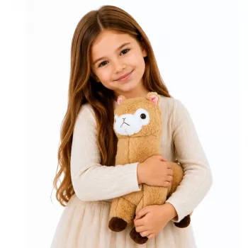 LEAN TOYS Alpakos Lamos pliušinis žaislas, minkštas kailis, kreminės spalvos, 38 cm
