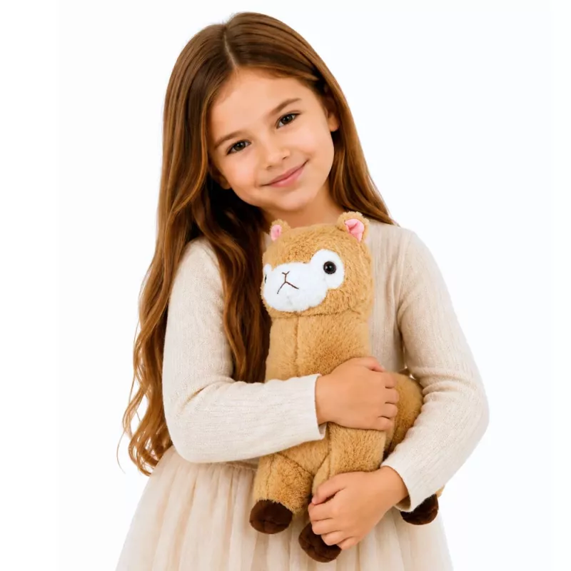 LEAN TOYS Alpakos Lamos pliušinis žaislas, minkštas kailis, kreminės spalvos, 38 cm