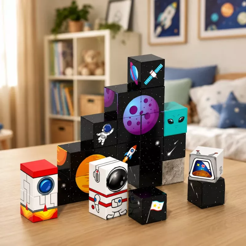 LEAN TOYS magnetinių kaladėlių rinkinys 50 vnt. 3D kubeliai pikselių konstravimo rinkinys