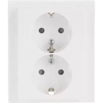 Busch-Jaeger SCHUKO Dvigubas kištukinis lizdas 202 EUJB-84, Alpine White, įleidžiamas, 2 x F tipas, 16 A