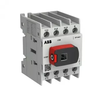 ABB OTOT16G1-4BSN2Plus 16 A 4 polių priekyje valdomas apkrovos pertraukiklis su juoda rankena