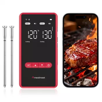 METAPEN Meatmeet X Pro Bluetooth/Wi-Fi virtuvės termometras su programėle, skirta griliui, orkaitei, rūkyklai - juodas