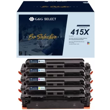 G&G GS-H415X-4P suderinama didelės išeigos tonerio kasetė, 4 vnt. rinkinys, skirta HP 415X (juoda, žydra, rausvai raudona, geltona)