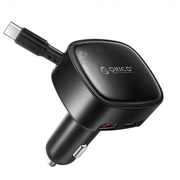 ORICO FC-66-1A2C 66W automobilinis įkroviklis su ištraukiamu USB-C laidu - juodas