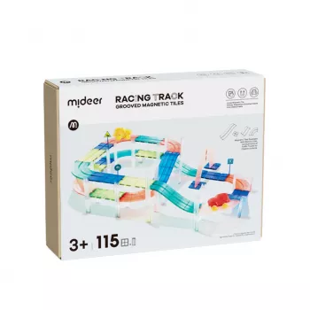 Mideer MD6395 Magnetinė lenktynių trasos rinkinys su 2 automobiliais, 115 dalių, 3+ metai