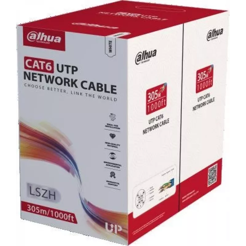 DAHUA PFM923I-6UN-C CAT6 UTP tinklo kabelis, 305 m, baltas