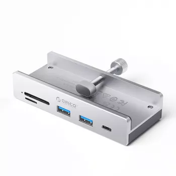 ORICO MH5PC prisegamas USB-C šakotuvas su 2x USB-A, 1x USB-C, SD/TF kortelių skaitytuvu - sidabrinis