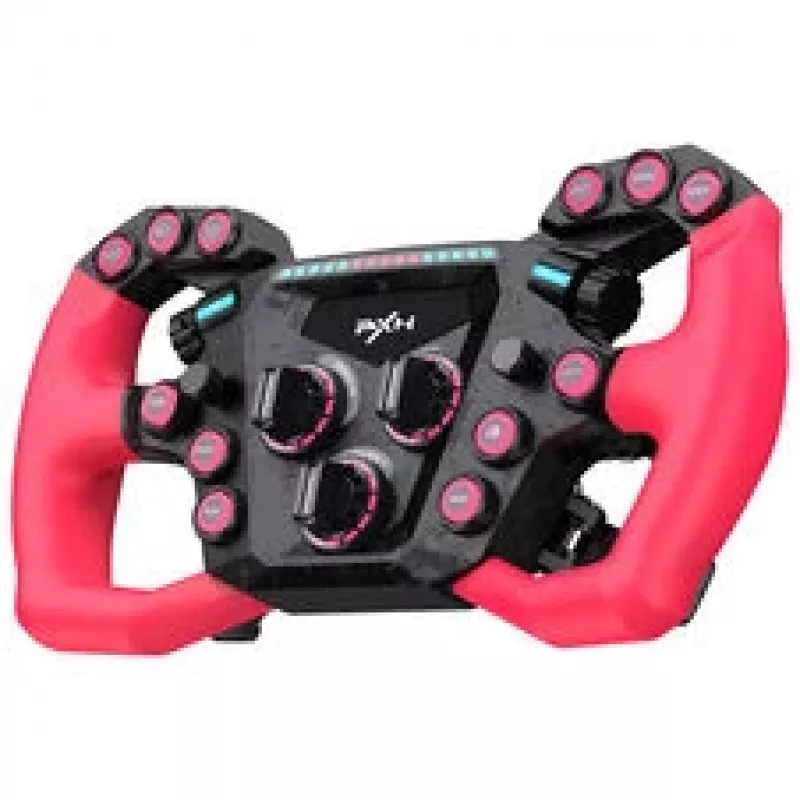 PXN WTL GT ONE Racing Wheel Pink Edition - 900° Force Feedback, Dual-Motor Vibration, 3-Pedal Set, 6-Speed Shifter, PC/PS4/Xbox One/Switch