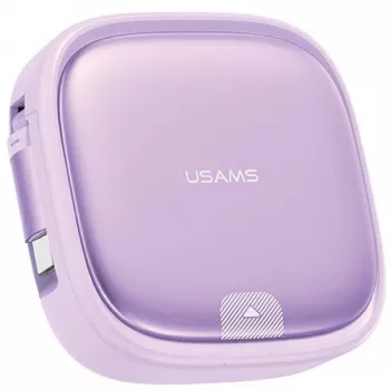 USAMS ištraukiamas 3-in-1 įkrovimo laidas su laikymo dėžute USB-A į USB-C/Lightning/Micro USB 60W violetinis SJ650USB03 (US-SJ650)