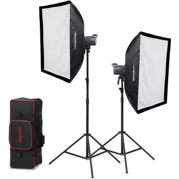 Godox Litemons LA200D K2 2 šviesų dienos šviesos LED monolight rinkinys su softboxais, stovais ir nešiojimo krepšiu